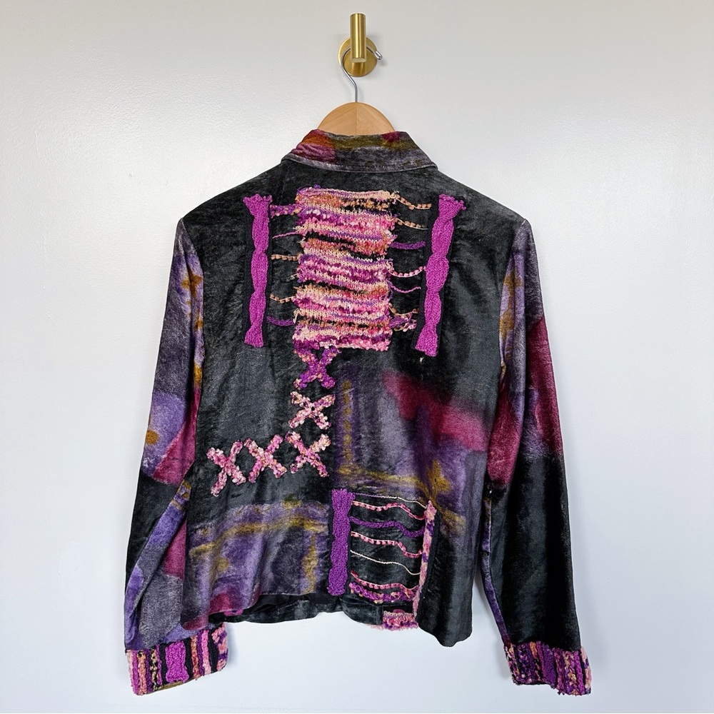 Vintage Sandy Starkman • Mixed Media Textured Ethnic Statement Piece Jacket - Picture 6 of 9